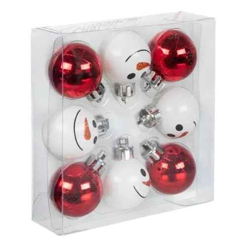 Gerson Mini Christmas Tree Ornaments for Tiny Tree (Snowman and Red Balls 1.5")