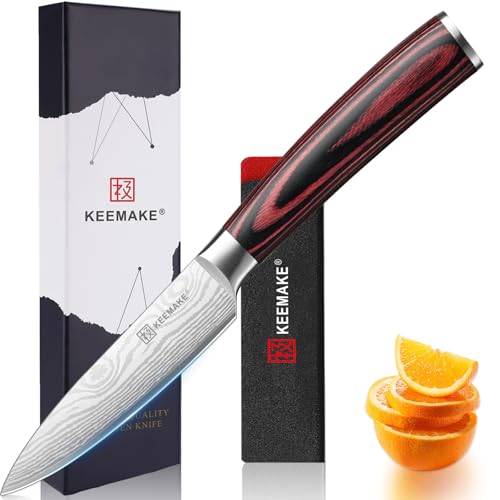 KEEMAKE 3.5 Inch Paring Knife - Ultra Sharp Small Fruit & Vegetable Knife