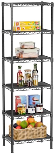 Adjustable 6-Tier Metal Wire Shelving Unit - Black, 10"D x 16"W x 63"H