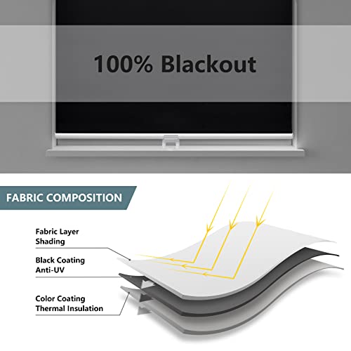 AOSKY Blackout Cordless Roller Shade for Indoor Windows - 46W x 72H, Black