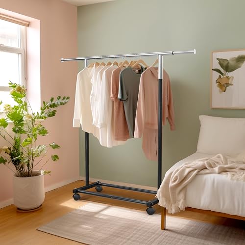 Simple Houseware Black Garment Clothing Rack with Extensible Rod