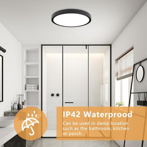 OFFIY Black 15.8 Inch LED Ceiling Light Flush Mount 34W 3060LM Dimmable