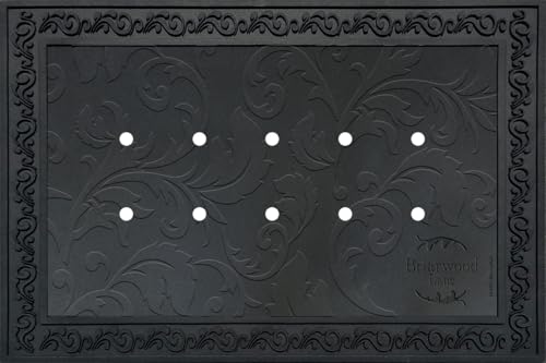 Outdoor Rubber Doormat Tray with Floral Design - Heavyweight Recycled Rubber