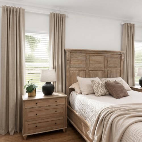 Blackout Linen Look Curtains for Bedroom Pack of 2 - Burl/Oatmeal, 50 x 84 Inches