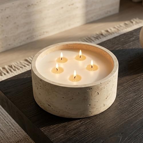 Sea Salt & Bergamot & Coconut Scented Candle - Large 44oz Soy Coconut Wax with Acacia Wood Lid - Long-Lasting Aromatherapy Home Decor