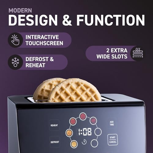 Stainless Steel 2 Slice Touch Screen Toaster - 8 Bread Types, 7 Browning Modes, Automatic Lowering