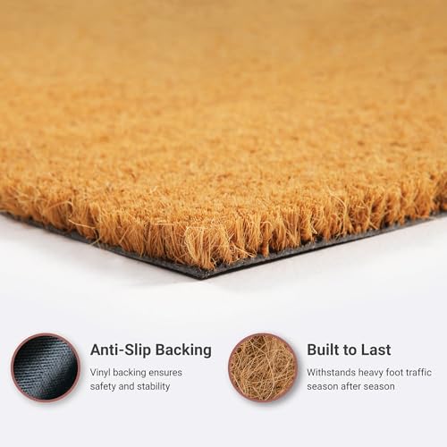 Warm Greeting Welcome Mat - Aesthetic Script, Non-Slip, Tufted, 2' x 6'
