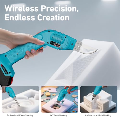 Cordless Hot Knife with Battery & 6 Blade Set for Foam, Fabric, Rubber Cutting
