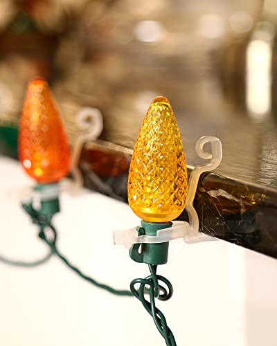 Tatuo 100 Pack Clear Christmas Light Clips for C7 & C9 Bulbs | Gutter & Shingle Mounting