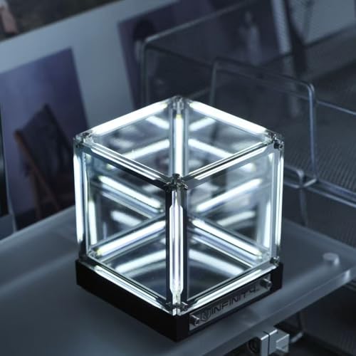 Infinity Cube Light - White LED Infinity Mirror 4D Abyss Effect Dimmable Night Light