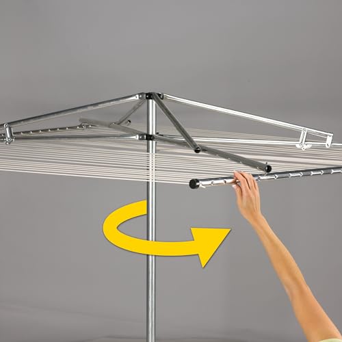 Outdoor Umbrella Drying Rack with 30 Vinyl Lines - 72 x 62 Inches, Steel, Rotating Top
