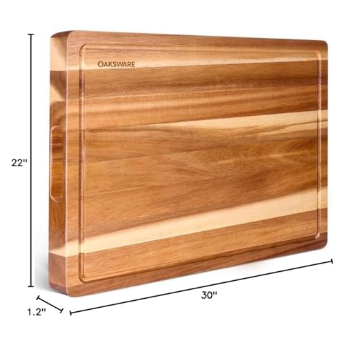 Acacia Wooden Cutting Board - Extra Large 30x22 Inch Reversible Kitchen Chopping Surface - Variation of THIS listing