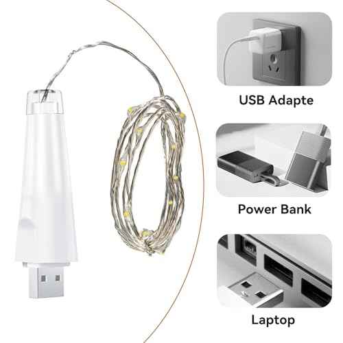 Fairy Lights USB Rechargeable Battery Operated, 7ft 20 LED String Lights Indoor for Bedroom Mason Jars Wedding Table Centerpieces Decorations Christmas Party Decor(Warm, 3 Pack)