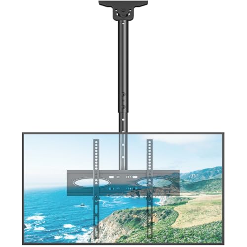 Rfiver Single Ceiling TV Mount for 32-70 Inch Flat & Curved Screens - Sloped Ceiling Bracket