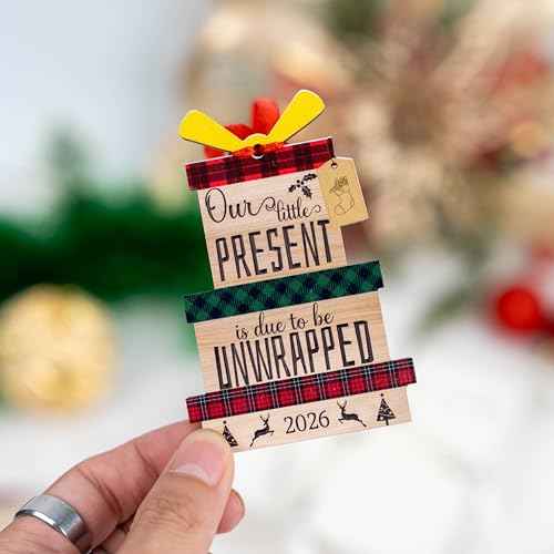 Our Little Present is Due to be Unwrapped Ornament, Expecting Parents Ornaments, Pregnancy Announcement Ornament for Family, Expecting Baby Christmas Ornaments Keepsake (Little Present 2026)