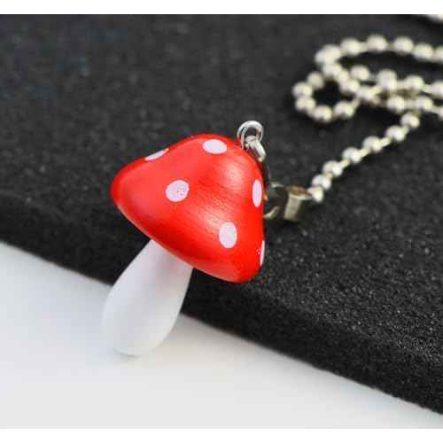 Ceiling Fan Pull Chain Extender with Mushroom Ornament ? 12Inch Adjustable Fan Chain Pulls & Ball Connector, Rustproof Zinc Alloy for Indoor/Outdoor Light Fixtures (Red)
