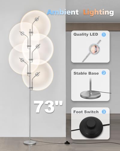 DENGALA RGB Projector Floor Lamp - Adjustable 4000K Multi-Head LED Light