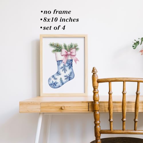 Boat Wades Chinoiserie Christmas Wall Art Prints Set of 4, Unframed 8x10 (Variation: Chinoiserie3)