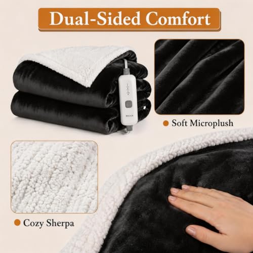 Electric Heated Blanket 72"×84", 4 Heating Levels & 10H Auto-Off
