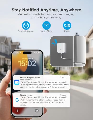 GoveeLife WiFi Refrigerator Thermometer Sensor with Alarm & Gateway - 2 Pack BT Variant