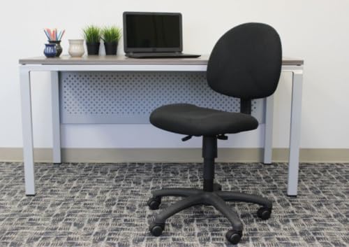 Boss Black Deluxe Posture Office Chair No Arms Adjustable Lumbar Task Chair