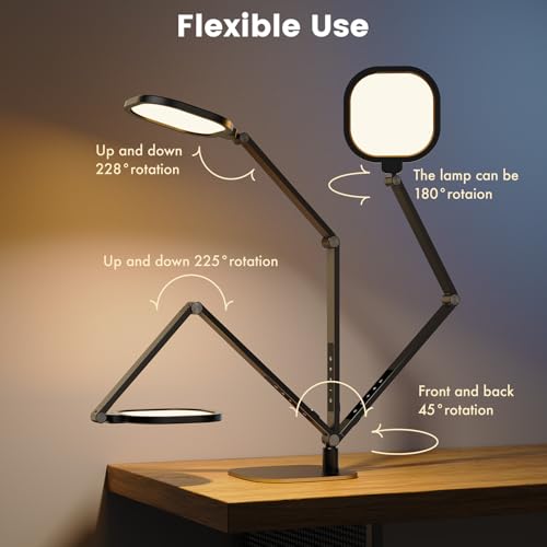 Black LED Desk Lamp for Home Office, 1200LM Zoom Lighting, CRI 97.8 - LitONES