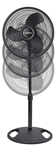 Black 16-Inch Oscillating Pedestal Fan - Adjustable Height & Quiet Operation