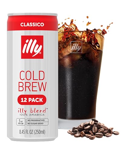 Illy Classico Cold Brew Coffee 8.45oz Can Pack of 12 - Ready-to-Drink, Arabica, Smooth & Refreshing