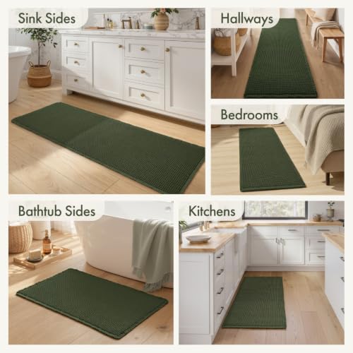 MIULEE Christmas Waffle Bath Mat Runner 17x48 Hunter Green