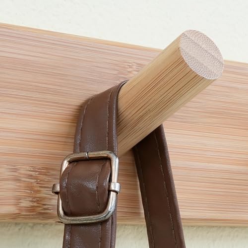 Wall Mounted Coat Rack 38 Inch Bamboo with 10 Hooks - Natural Shaker Style - Variation: Bamboo Gold / 38 Inch / 1