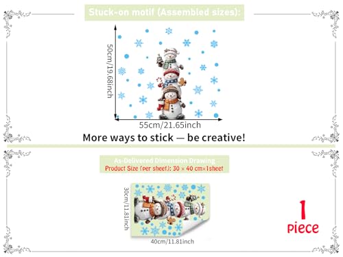 Vanco-Up Snow Glow in The Dark Snowman Wall Stickers - Peel & Stick (Snow) 30×40cm
