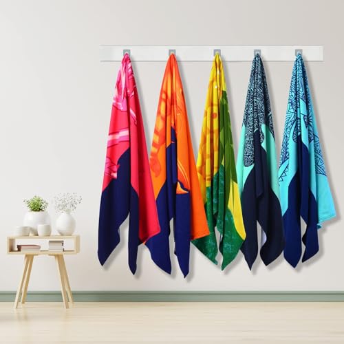 Oversized Beach Towel Set - Flamingo Turtle Shark Lobster Pineapple Tree Design - 36 x 72 Inches, Soft Microfiber, Bulk Pool & Travel Essentials