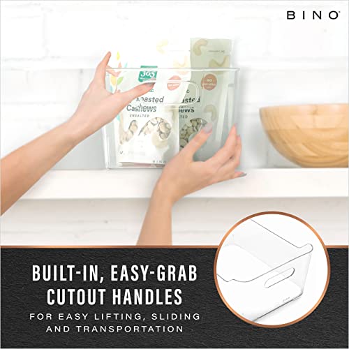 BINO X-Large Clear Plastic Storage Bins 2 Pack | Pantry & Kitchen Organizer