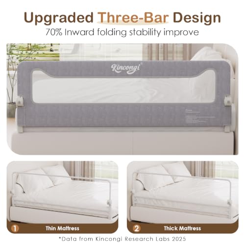 Toddler Bed Rail Guard 71 Inch Swing Down Safety Bed Barrier - Kincongi Variation 71"l x 24"h