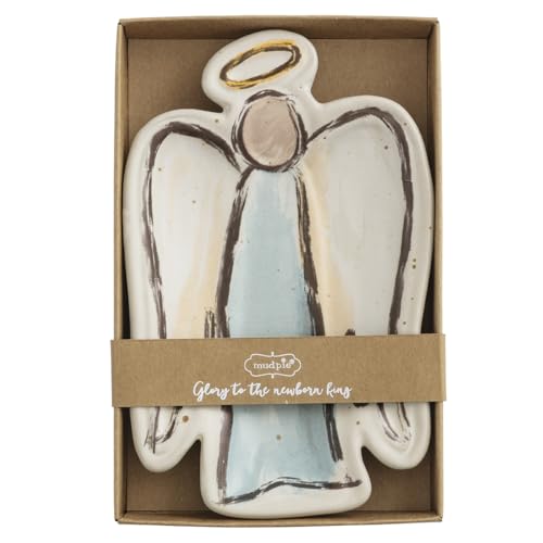 Mud Pie Long Wing Angel Tidbit Dish – Hand-Painted Stoneware, 5.5in
