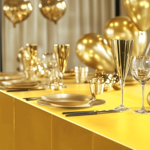 Just Shimmer Golden Foil Tablecloth 54x72 Inch Wedding Party Decor - Variation: Golden / 1