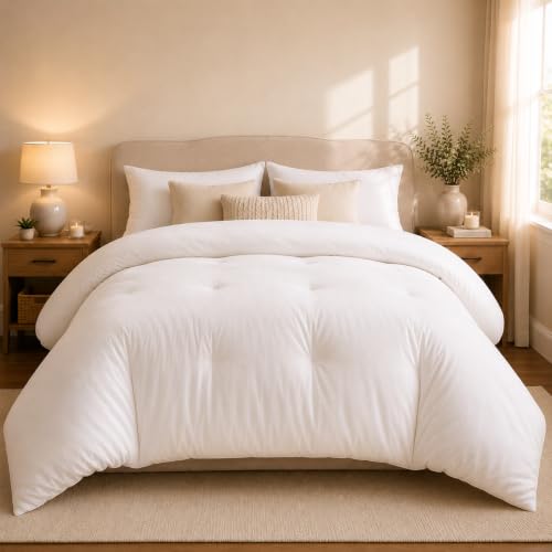 Queen Size Fluffy Comforter - Marshmallow Soft, All-Season Duvet Insert