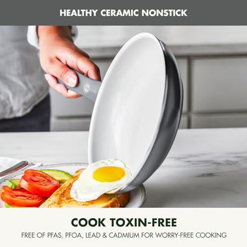 GreenPan Dover 8, 10 & 12-Inch Ceramic Nonstick Frying Pan Set - Gray, Toxin-Free, Oven & Dishwasher Safe