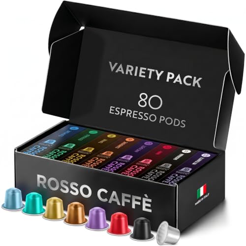 Espresso Pods Variety Pack 80 Count for Nespresso Original Machines - 10 Pack of 8