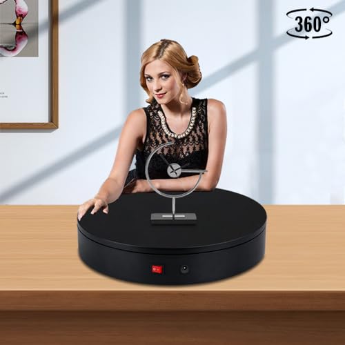 12.6-Inch Black Motorized Rotating Display Turntable with 300lbs Capacity
