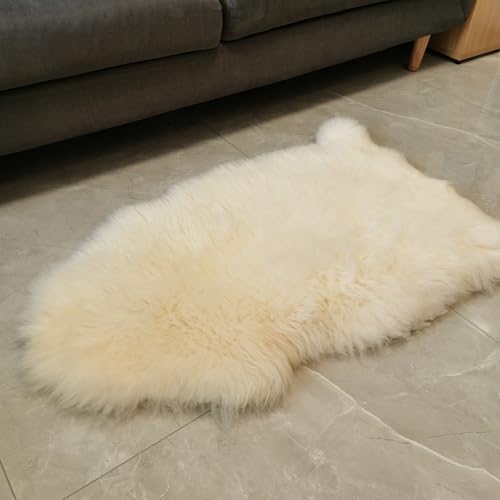 Australian Sheepskin Rug 2x3 ft Natural White Lambskin Area Rug - Oblong