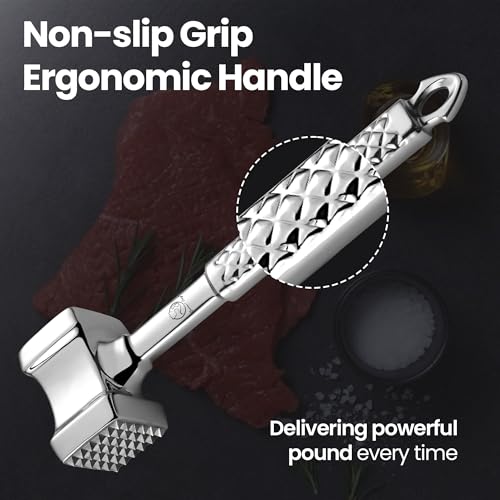 Gourmet Easy Classic Meat Tenderizer Tool - Original Edition, Heavy-Duty Stainless Steel, Non-Slip Handle