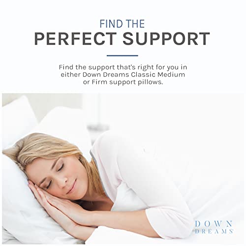 Queen Medium Support Down Dreams Classic Pillow 2-Pack - Luxurious Cotton Shell
