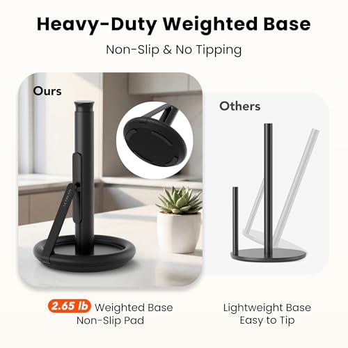 Ultrean Black Paper Towel Holder with Spray Bottle, Freestanding Kitchen Dispenser