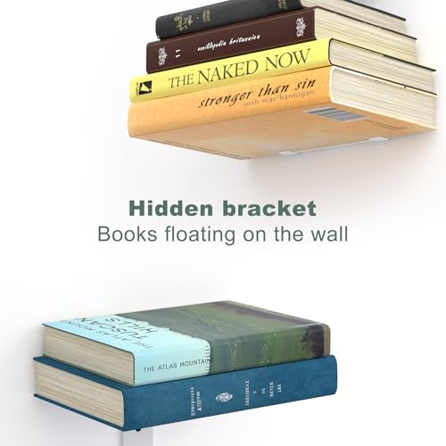 Mefirt Floating Bookshelves for Wall，8 Tier White Invisible Bookshelf