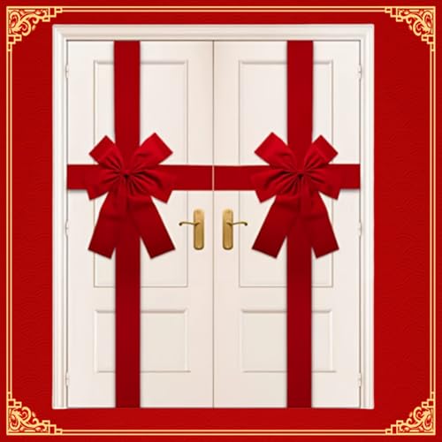 RSN 14 Ft Large Red Christmas Door Ribbon Bow—Front Door Decor, One Size