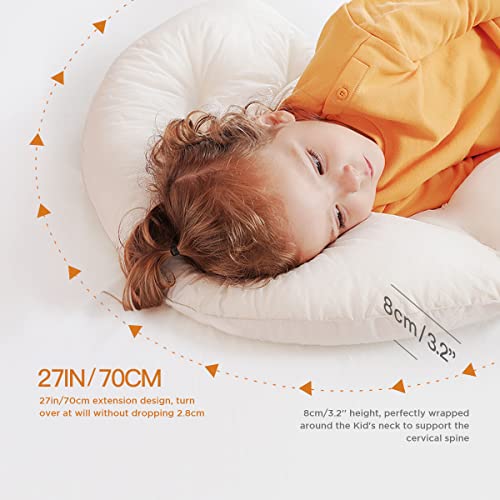 Moon Shape Toddler Body Pillow with Wash Bag - 34x27in Hug Pillow for Sleep & Comfort