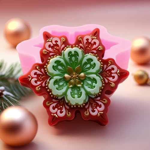 Pink Snowflake Silicone Mold for Christmas Candles Soaps & Chocolates - 4 Pack