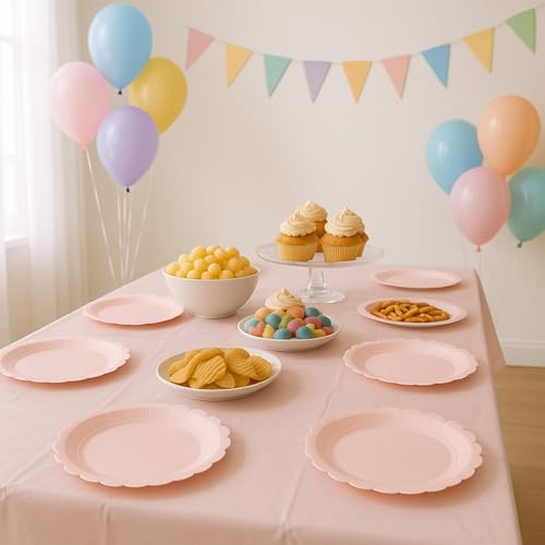 9 Inch Pink Disposable Paper Plates, 50 Count – Sunepany