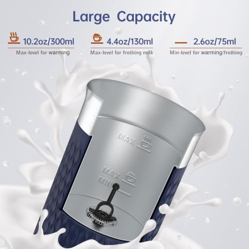 SIMPLETASTE 4-in-1 Electric Milk Frother & Steamer - Navy